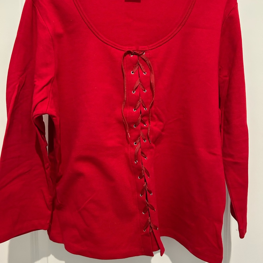 Red Lace-Up Top